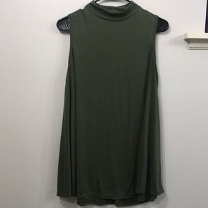 Long flowy tunic style tank. Sage green.